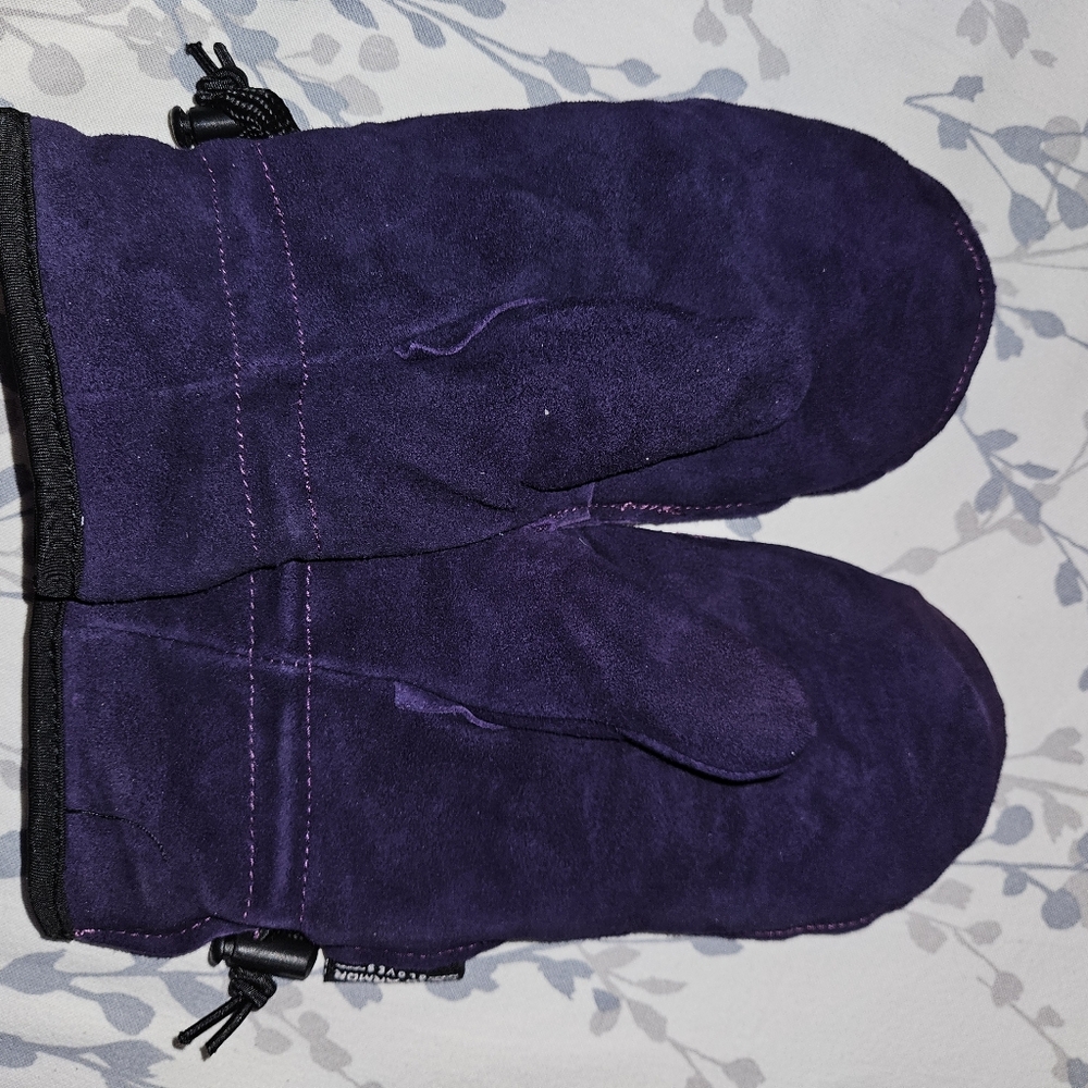 Hand Armor Purple Deer Suede Mittens With Glove Liner